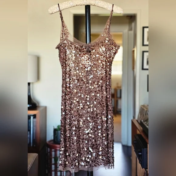 Arden B Y2K Brown Sequin Mini Dress - Picture 4 of 5